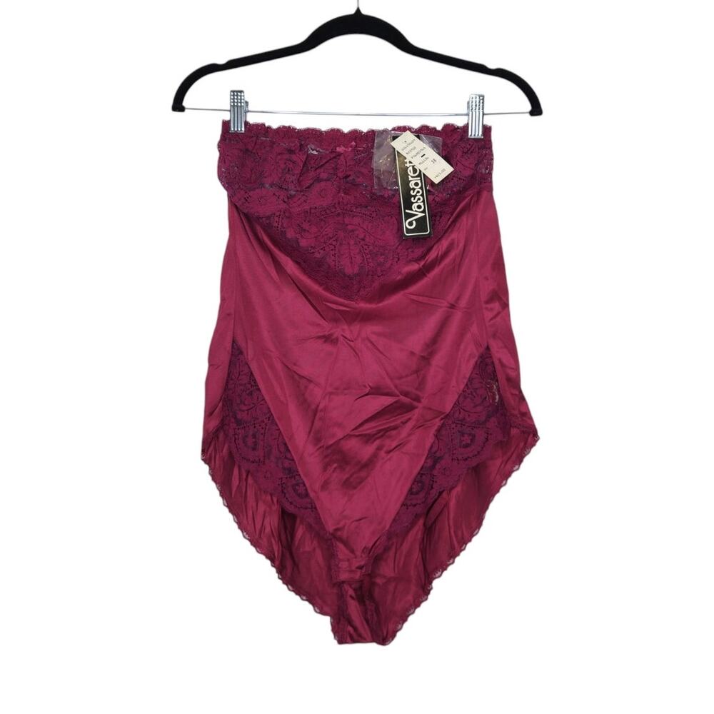 NWT Vintage 70s 80s Vassarette Strapless Lace Teddy Bodysuit Slip Red 36